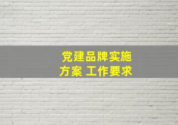 党建品牌实施方案 工作要求